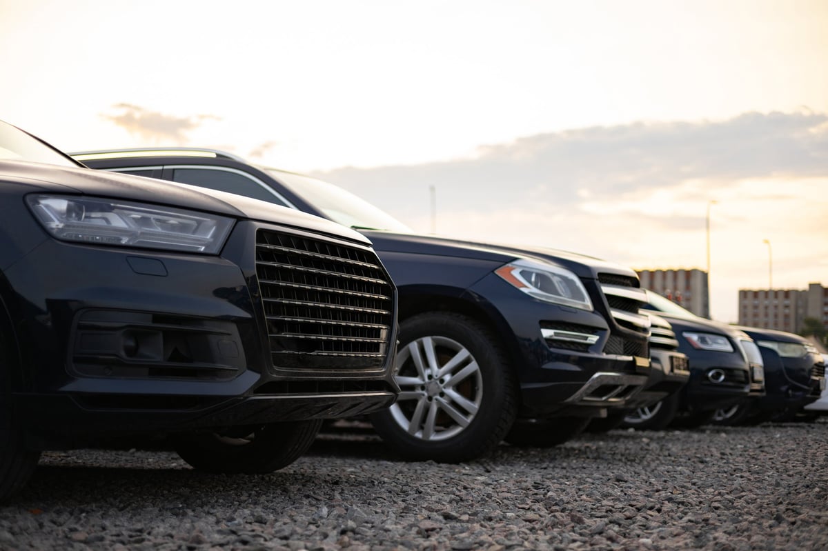 Row of premium vehicles ready for rental